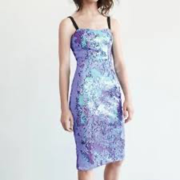 Dress the Population Iridescent Purple Sequin Dress Size Medium - Picture 1 of 6
